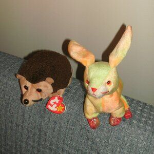 TWO Ty Beanie Baby Babies Rabbit Chinese Zodiac series 2000 & Prickles1998 w/Tag